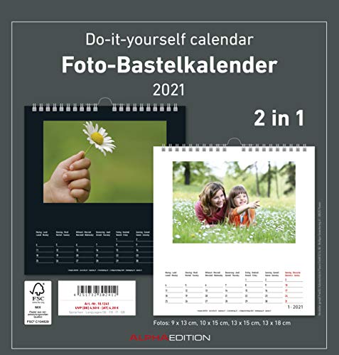 Foto-Bastelkalender 2021 - 2 in 1: schwarz und weiss - Do it yourself calendar 21x22 cm - datiert - Foto-Kalender - Alpha Edition von Alpha Edition