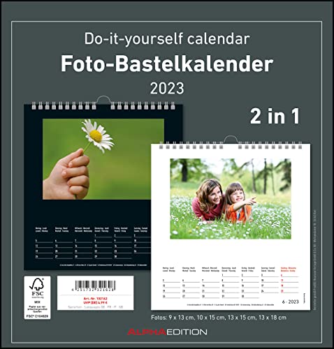 Foto-Bastelkalender 2023 - 2 in 1: schwarz und weiss - Do it yourself calendar 21x22 cm - datiert - Foto-Kalender - Alpha Edition von ALPHA EDITION GmbH