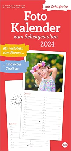 Fotokalender 2024 zum Selbstgestalten - Blanko-Kalender mit Monatskalendarium, Titelblatt zum Selbstgestalten, viel Platz für Notizen und mit Schulferien. von Heye