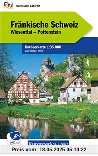 Fränkische Schweiz Nr. 37 Outdoorkarte Deutschland 1:35 000: Wiesenttal, Pottenstein, water resistant, free Download mit HKF Outdoor App (Kümmerly+Frey Outdoorkarten Deutschland)