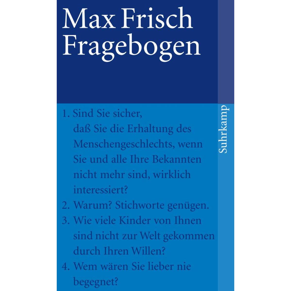 Fragebogen Fragebogen von Suhrkamp Verlag