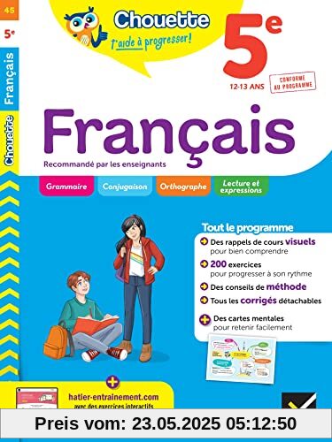 Français 5e: cahier de révision et d'entraînement