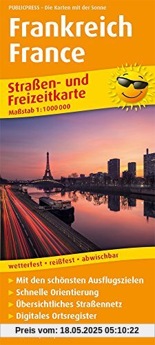Frankreich, France: Straßen- und Freizeitkarte mit Touristischen Straßen, Highlights der Region und digitalem Ortsregister. 1:1.000.000 (Straßen- und Freizeitkarte / StuF)