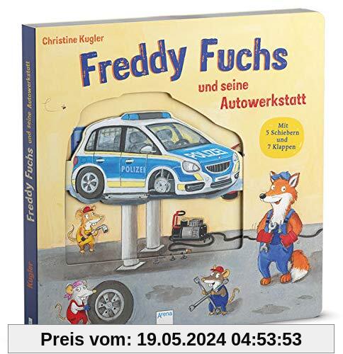 Freddy Fuchs und seine Autowerkstatt: Pappbilderbuch mit Reimen, Schiebern und Klappen ab 2 Jahren
