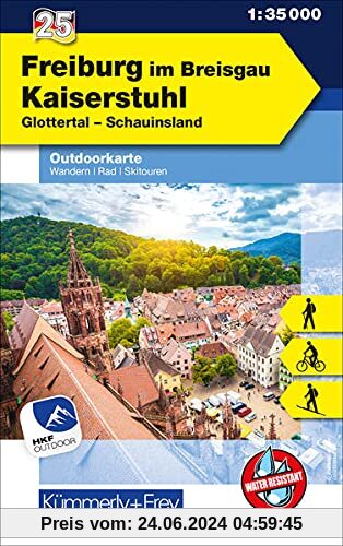 Freiburg im Breisgau Kaiserstuhl Nr. 25 Outdoorkarte Deutschland 1:35 000: Glottertal, Schauinsland, Free Download mit HKF Outdoor App (Kümmerly+Frey Outdoorkarten Deutschland)