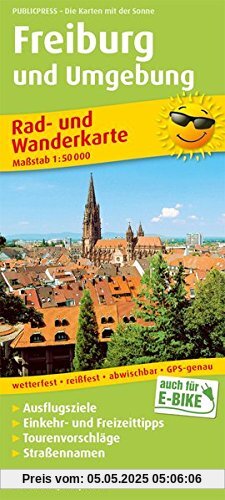 Freiburg und Umgebung: Rad- und Wanderkarte mit Ausflugszielen, Einkehr- & Freizeittipps, wetterfest, reissfest, abwischbar, GPS-genau. 1:50000 (Rad- und Wanderkarte / RuWK)