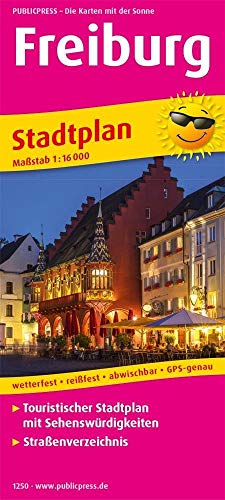 Freiburg: Touristischer Stadtplan mit Sehenswürdigkeiten und Straßenverzeichnis. 1:16000 (Stadtplan: SP)