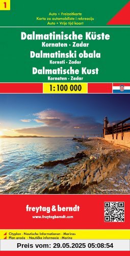 Freytag Berndt Autokarten, Dalmatinische Küste Blatt 1- Kornaten-Zadar - Maßstab 1:100 000