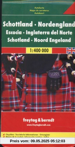 Freytag Berndt Autokarten, Schottland-Nordengland - Maßstab 1:400 000: Scotland, Nothern England. Citypläne. Ortsregister mit Postleitzahlen. Touristische Informationen (Road Maps)