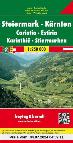 Freytag Berndt Autokarten, Steiermark - Kärnten - Maßstab 1:250.000