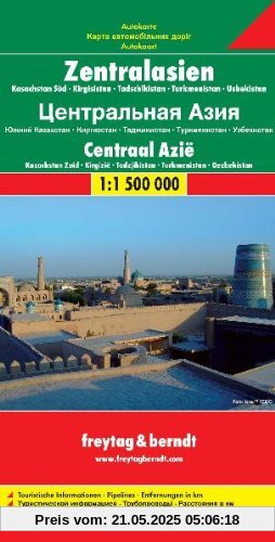 Freytag Berndt Autokarten, Zentralasien-Kasachstan Süd-Kirgisistan-Tadschikistan-Turkmenistan-Usbekistan - Maßstab 1:1 500 000