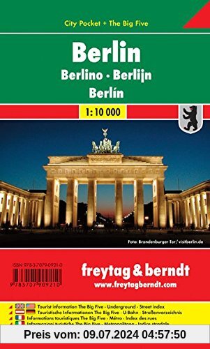Freytag Berndt Stadtpläne, Berlin, City Pocket + The Big Five, wasserfest - Maßstab 1:10.000: Touristische Informationen - Straßenverzeichnis - Cityplan