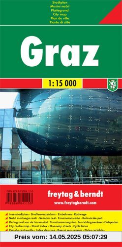 Freytag Berndt Stadtpläne, Graz - Maßstab 1:15.000: Innenstadtplan, Straßenverzeichnis, Einbahnen, Radwege Freytag Berndt Stadtpläne, Graz - Maßstab 1:15.000: Innenstadtplan, Straßenverzeichnis, Einbahnen, Radwege