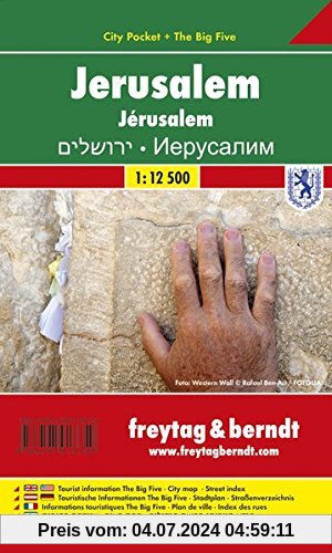 Freytag Berndt Stadtpläne, Jerusalem, City Pocket + The Big Five, wasserfest - Maßstab 1:9 000 - 1:12 500
