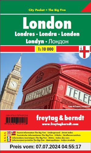 Freytag Berndt Stadtpläne, London, City Pocket + The Big Five, wasserfest - Maßstab 1:10 000