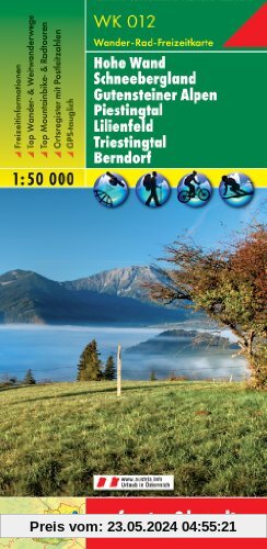 Freytag Berndt Wanderkarten, WK 012, Hohe Wand - Schneebergland - Gutensteiner Alpen - Piestingtal - Lilienfeld - Triestingtal - Berndorf, Maßstab 1:50 000