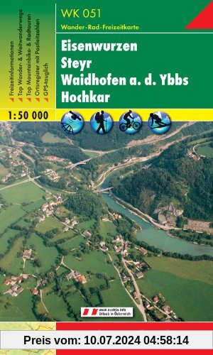 Freytag Berndt Wanderkarten, WK 051, Eisenwurzen - Steyr - Waidhofen a.d. Ybbs - Hochkar - Maßstab 1:50 000 (Canoeing Maps of Austria)
