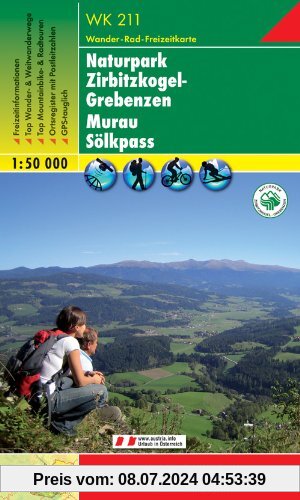 Freytag Berndt Wanderkarten, WK 211, Naturpark Zirbitzkogel-Grebenzen - Murau - Sölkpass - Maßstab 1:50.000