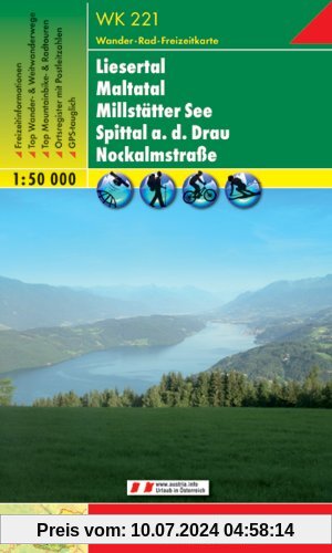 Freytag Berndt Wanderkarten, WK 221, Liesertal - Maltatal - Millstätter See - Spittal a.d. Drau - Nockalmstraße, GPS, UTM - Maßstab 1:50 000 (Hiking Maps of the Austrian Alps)