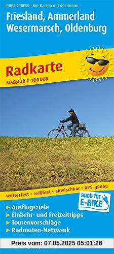 Friesland, Ammerland, Wesermarsch, Oldenburg: Radkarte mit Ausflugszielen, Einkehr- & Freizeittipps, wetterfest, reissfest, abwischbar, GPS-genau. 1:100000 (Radkarte / RK)