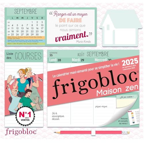 Frigobloc Hebdomadaire 2025 Maison zen (de sept. 2024 à déc. 2025)