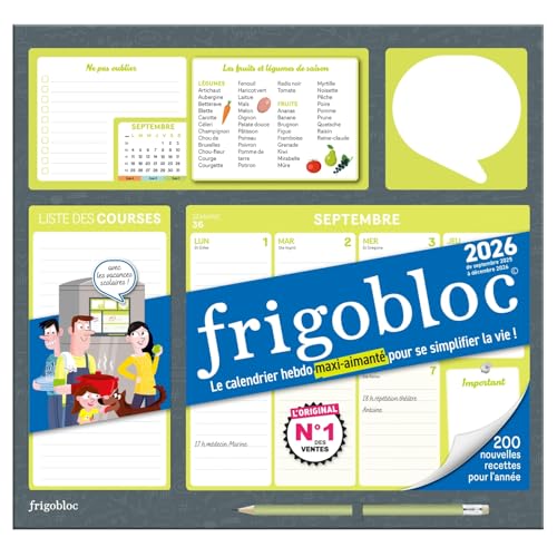 Frigobloc Hebdomadaire 2026 - Calendrier d'organisation familiale / sem (de sept. 2025 à déc. 2026) von PLAY BAC