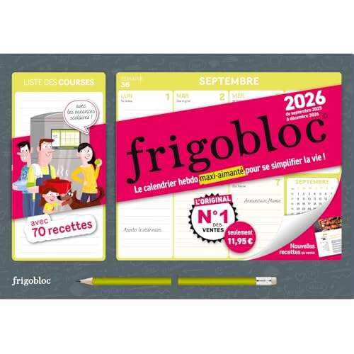 Frigobloc Hebdomadaire Compact 2026 - Calendrier Compact / sem (de sept. 2025 à déc. 2026) von PLAY BAC