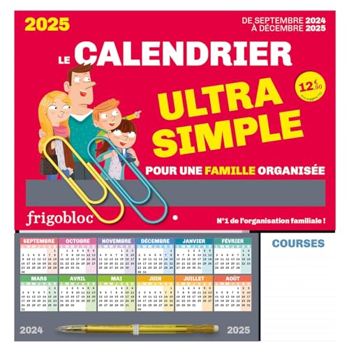 Frigobloc Le calendrier Ultra Simple pour une famille organisée ! (de sept. 2024 à déc. 2025): Avec un crayon de papier, 2 maxi-trombones, 1 pochette ... coupons et tickets et 1000 stickers colorés von PLAY BAC