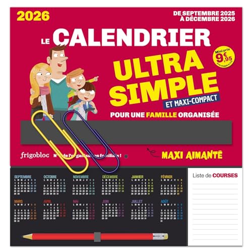 Frigobloc Le mini calendrier Ultra Simple pour une famille organisée ! (de sept. 2025 à déc. 2026) von PLAY BAC