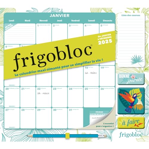 Frigobloc Mensuel 2025 Déco Végétale (de janv. à déc. 2025): Avec un crayon von PLAY BAC