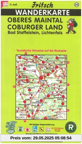 Fritsch Karten, Nr.50, Oberes Maintal, Coburg, Lichtenfels, Staffelstein.: Bad Staffelstein, Lichtenfels. Touristische Hinweise auf der Rückseite. Mit ... Wanderparkplätzen und Freizeitanlagen Fritsch Karten, Nr.50, Oberes Maintal, Coburg, Lichtenfels, Staffelstein.: Bad Staffelstein, Lichtenfels. Touristische Hinweise auf der Rückseite. Mit ... Wanderparkplätzen und Freizeitanlagen