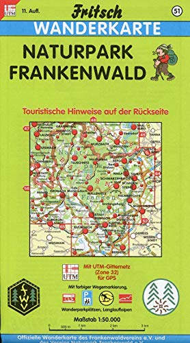 Fritsch Karten, Nr.51, Naturpark Frankenwald: Touristische Hinweise auf der Rückseite. Mit farbiger Wegemarkierung, Wanderparkplätzen, Langlaufloipen und Radwanderwegen (Fritsch Wanderkarten 1:50000)