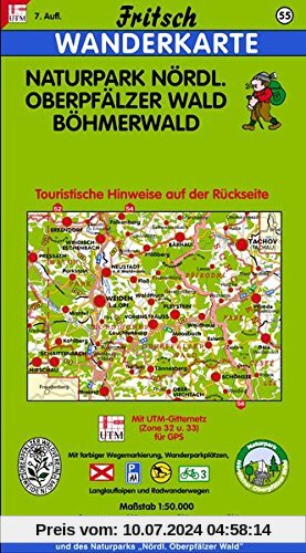 Fritsch Karten, Nr.55, Naturpark Nördlicher Oberpfälzer Wald, Böhmerwald (Fritsch Wanderkarten 1:50000)