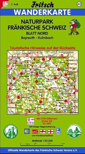 Fritsch Karten, Nr.65, Naturpark Fränkische Schweiz, Blatt Nord: Bayreuth - Kulmbach. Touristische Hinweise auf der Rückseite. Mit farbiger ... Radwanderwegen (Fritsch Wanderkarten 1:50000)