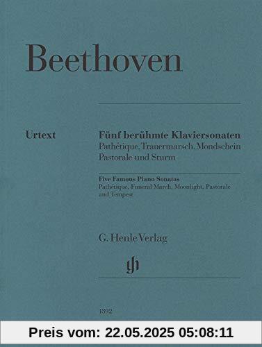 Fünf berühmte Klaviersonaten: Pathétique, Trauermarsch, Mondschein, Pastorale und Sturm Fünf berühmte Klaviersonaten: Pathétique, Trauermarsch, Mondschein, Pastorale und Sturm