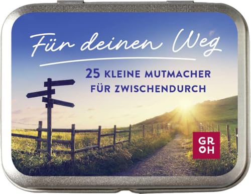 Für deinen Weg: 25 kleine Mutmacher für zwischendurch | Kleines Geschenk für mehr Mut | Kärtchen mit Mut-Booster für einen neuen Lebensabschnitt | in hübscher Metalldose von Groh