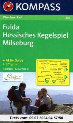 Fulda - Hessisches Kegelspiel - Milseburg 1 : 50 000: Wanderkarte mit Kurzführer und Radwegen. GPS-genau