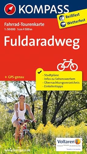 Fahrrad-Tourenkarte Fuldaradweg: Fahrrad-Tourenkarte. GPS-genau. 1:50000. (KOMPASS-Fahrrad-Tourenkarten, Band 7039)