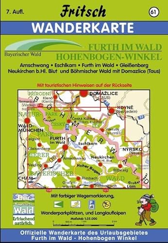 Furth im Wald, Hohen-Bogen-Winkel: Arnschwang, Eschlkam, Furth i. Wald, Gleißenberg, Neukirchen v. Hl. Blut. Böhmerwald mit Domázlice (Taus): ... Langlaufloipen (Fritsch Wanderkarten 1:35000)