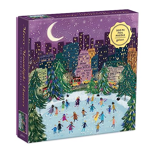 GALISON BOOKS 9780735366725 Merry Moonlight Skaters 500 Piece Foil Puzzle von Galison