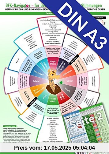 GFK-Navigator XL für Gefühle, Emotionen und Stimmungen (2017) -: Gefühle finden und benennen - sich verstehen, verstanden werden, Empathie geben - Mit über 100 Gefühlsbegriffen (DIN A3, laminiert)