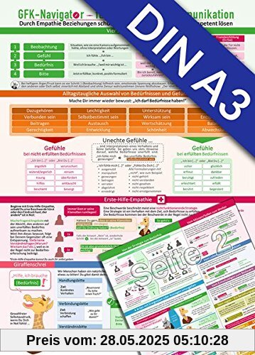 GFK-Navigator XL für Gewaltfreie Kommunikation (2017) - Durch Empathie Beziehungen schützen und vertiefen - Konflikte kompetent lösen: [beidseitig bedruckt, DIN A3- laminiert]