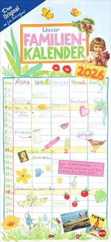 Gabi Kohwagner Unser Familienkalender 2026: Liebevoll illustrierter Kalender für Familien mit handschriftlichen Details. Wandkalender 2026 mit 5 Spalten. (Familienplaner Heye) von Heye