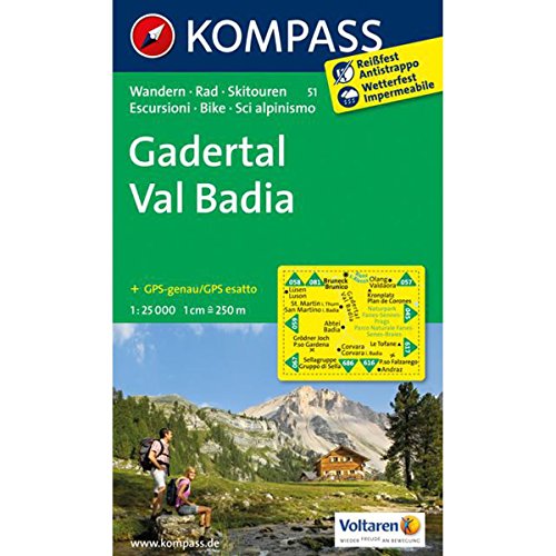 KOMPASS Wanderkarte Gadertal - Val Badia: Wanderkarte mit Radrouten und Skitouren. GPS-genau. 1:25000