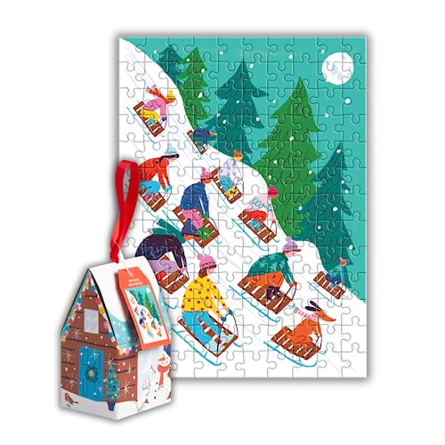 Winter Sledding Puzzle Ornament: 130 Pieces Winter Sledding Puzzle Ornament: 130 Pieces von Galison