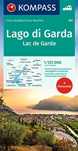 KOMPASS Autokarte Lago di Garda, Lac de Garde 1:125.000: mit Panorama