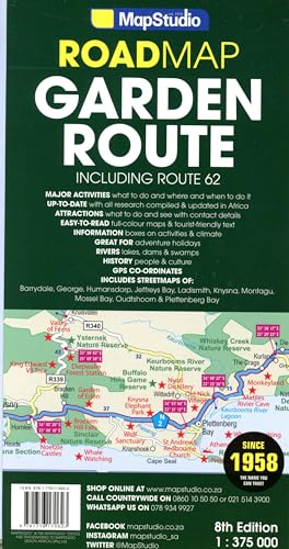 Garden Route & Route 62 Touristische Landkarte 1:375.000 / 1:20.000 (Road Maps)