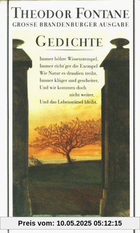 Gedichte, 3 Bde. (Große Brandenburger Ausgabe): Bd. 1: Gedichte (Sammlung 1898). Aus den Sammlungen ausgeschiedene Gedichte. Bd. 2: ... 3 Bände in Kass. (Fontane GBA)
