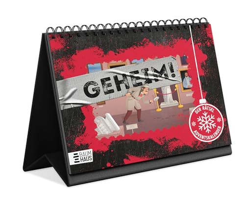 Geheim! - Der Rätsel-Adventskalender: Der Adventskalender zum Aufstellen und Umklappen mit 24 Rätseln bis Weihnachten ab 9 (Geheim! Die Rätselbücher) von Baumhaus