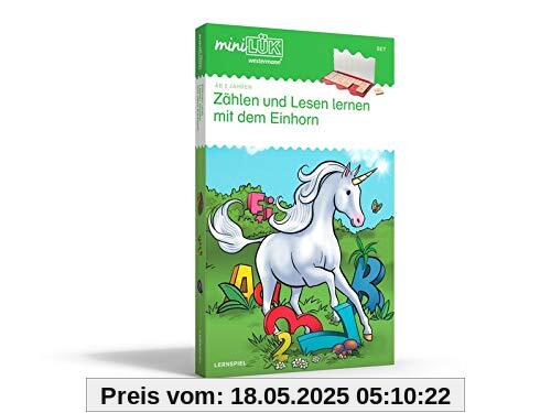 Georg-Westermann-Verlag miniLÜK-Set Zählen und Lesen Lernen mit dem Einhorn: Vorschule/1. Klasse - Mathematik, Deutsch (miniLÜK-Sets: Kasten + Übungsheft/e)